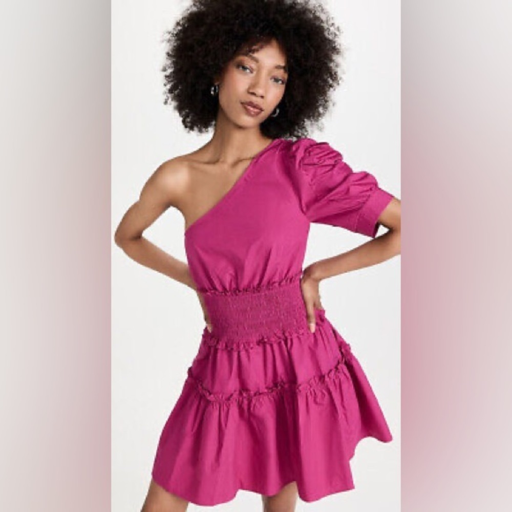 En Saison Celia Dress One Shoulder Size Small Pink Mini Length Party Cocktail